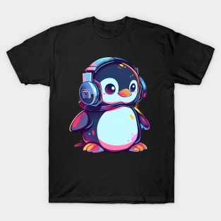 Cool Penguin With Headphones T-Shirt